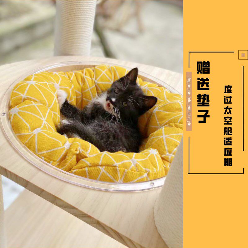 九翊木质猫爬架猫树实心松木猫抓板窝跳台大型猫玩具蛋黄简约款式