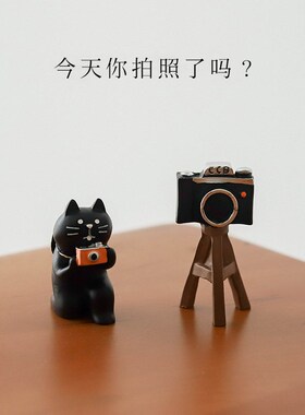 今天你拍照了吗?爱拍照猫咪小摆件 摄影爱好者治愈解压玩具车载