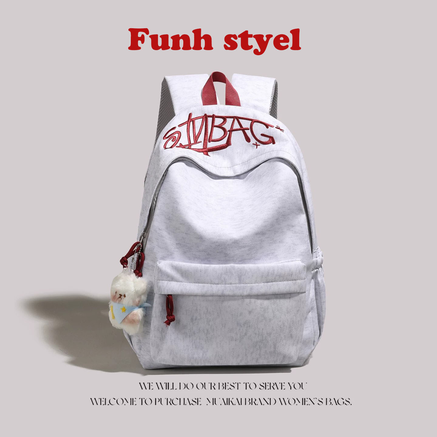 FUNHSTYLE潮流字母印花双肩背包