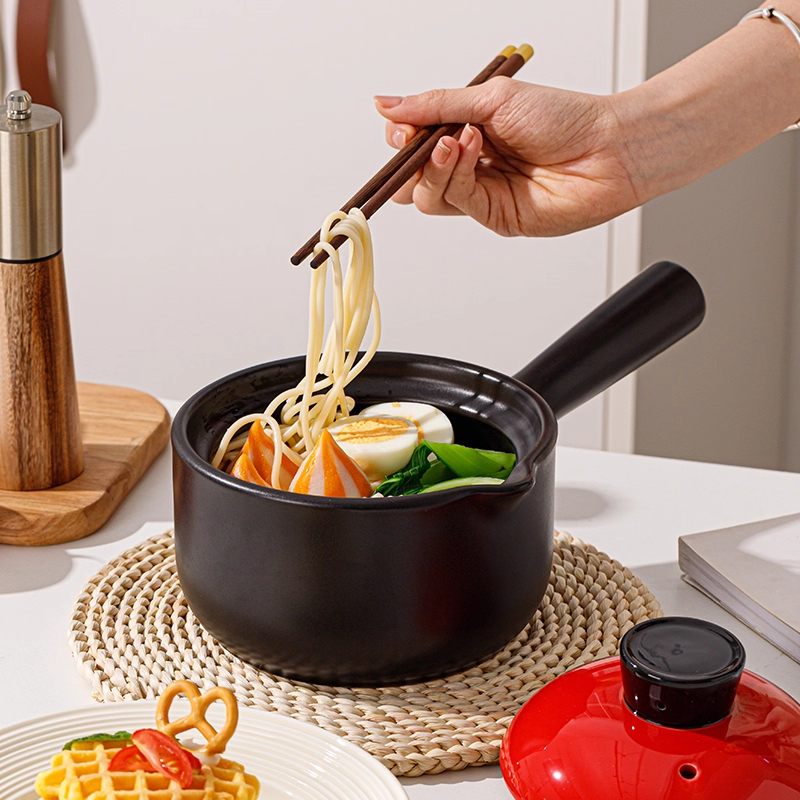 日本陶瓷奶锅小砂锅家用燃气灶专用煮面锅宝宝婴儿辅食锅带手柄