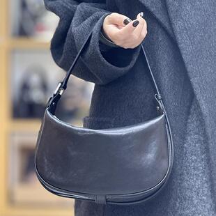 2025新款上市车缝线优质单根植鞣牛皮月亮包腋下百搭通勤可斜挎包