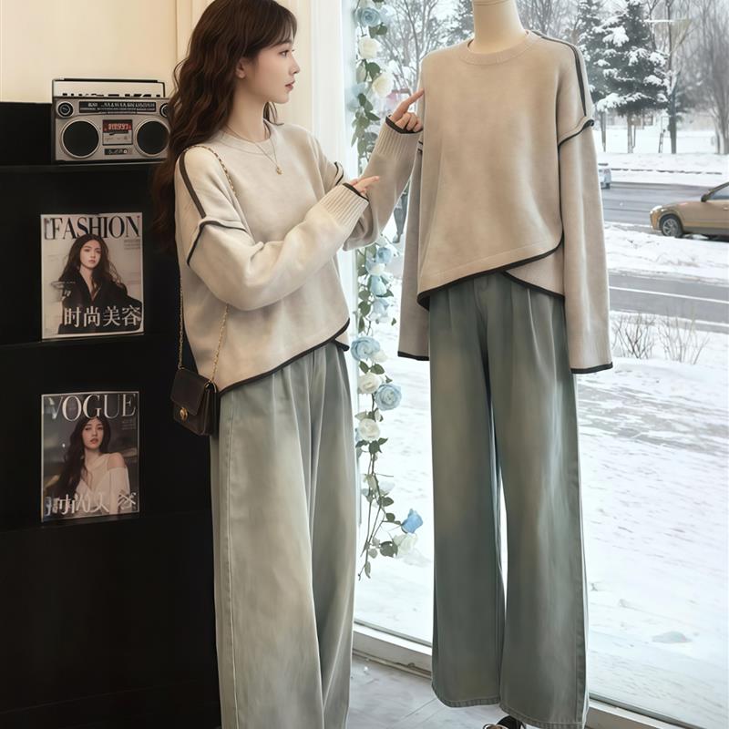 正品高货燕麦色不规则下摆