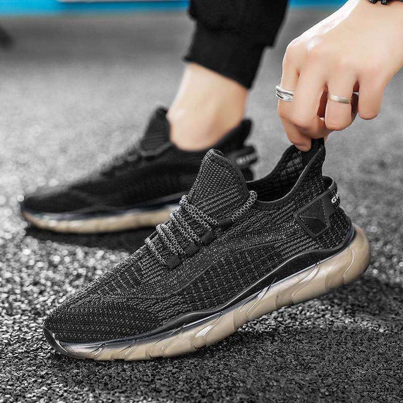 高货小众莆田椰子男鞋夏季百搭休闲跑步爆米花气垫减震内增高黑色