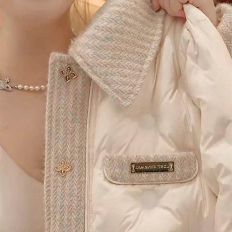 正品高货小香风轻薄羽绒棉服女短款2025新款冬季翻领时尚洋气薄款
