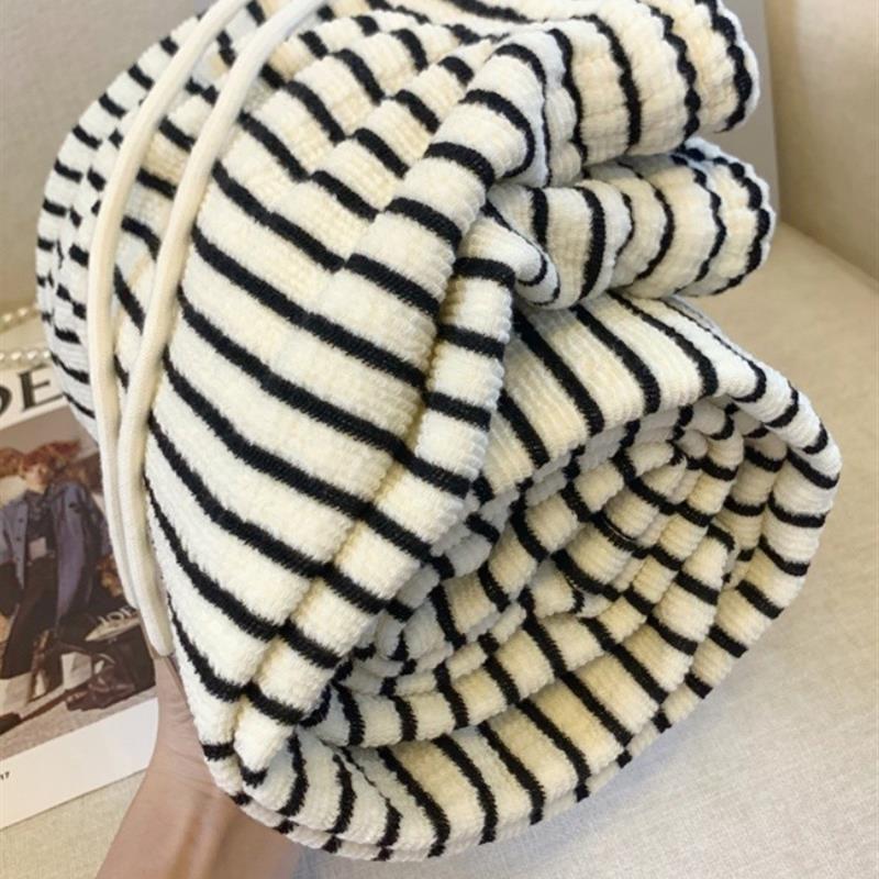 正品高货毛巾条纹裤女秋冬