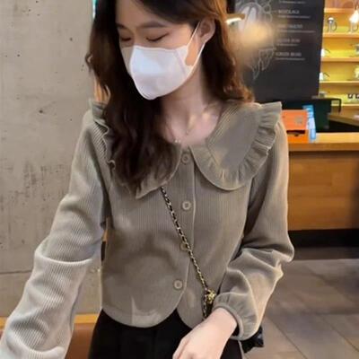 正品高货娃娃领灯芯绒衬衫
