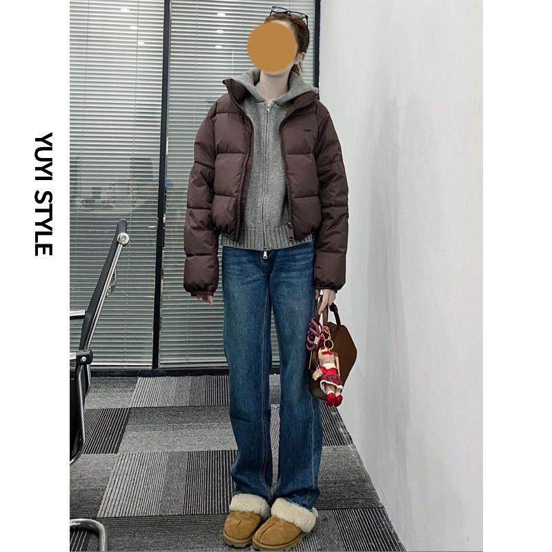 正品高货窄版加绒加厚直筒牛仔裤女秋冬2024新款薄绒高腰小个子烟