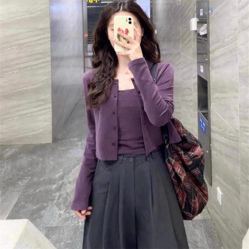 正品高货紫色吊带背心外搭