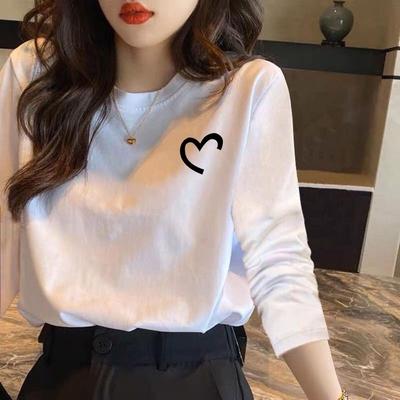 正品高货纯棉打底衫女内搭春秋冬季2025新款宽松大码薄款白色长袖