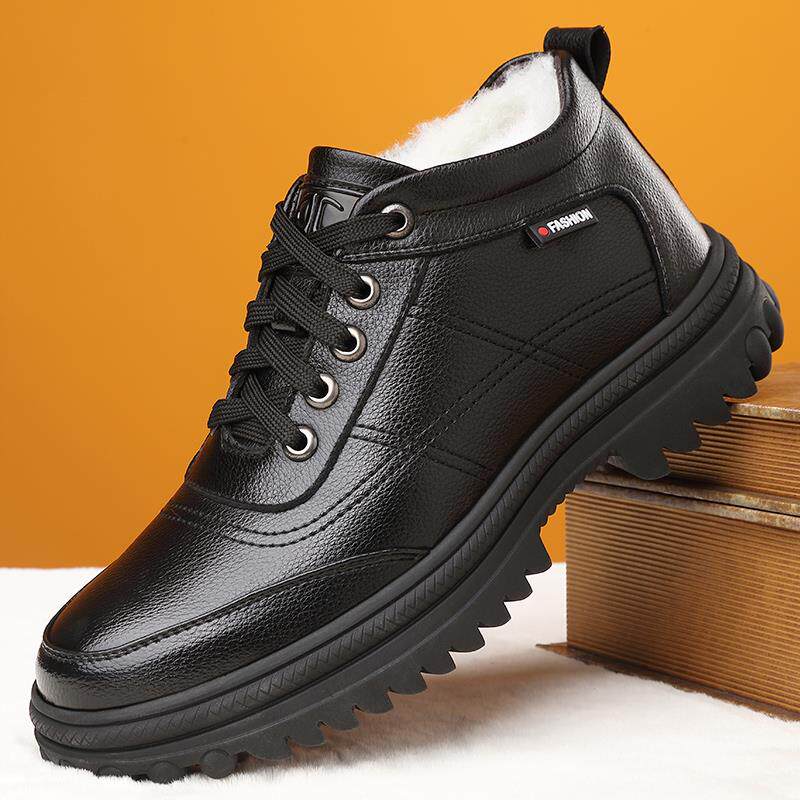 高货小众38码男鞋加绒棉鞋加厚保暖羊绒毛一体冬季雪地棉皮靴45码