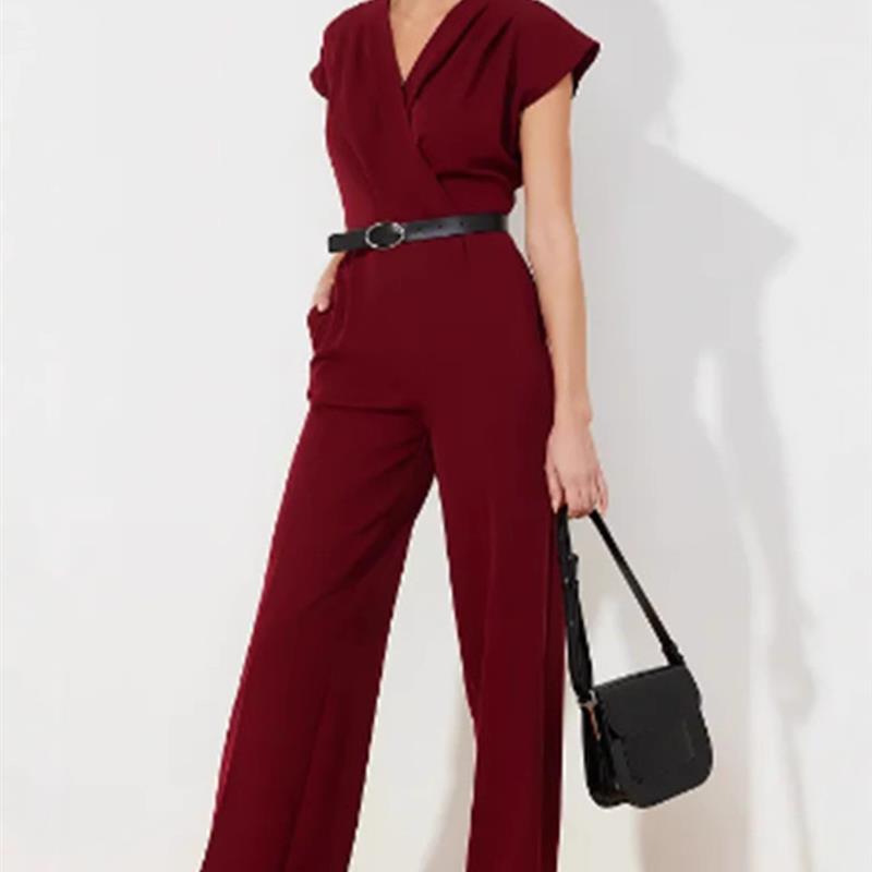 正品高货2025时尚外贸秋中式长裙新围中腰连体裤斜襟腰带气质通勤