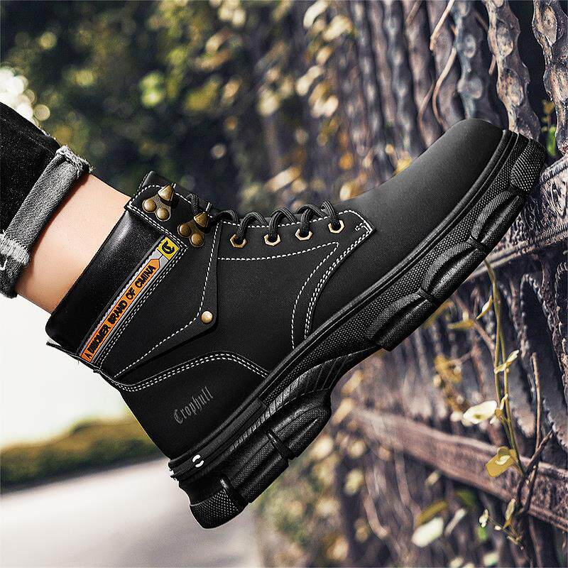 高货小众马丁靴男鞋夏季运动防滑耐磨工地上班工作防水黑色高帮工