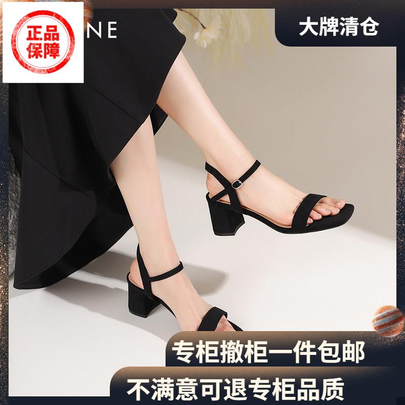 粗跟女凉鞋达芙妮黑色凉鞋女款夏季2026巨好看凉单鞋法式粗跟