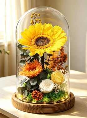 教师节向日葵永生花礼盒摆件