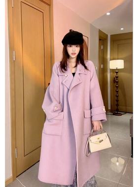 秋冬时尚百搭显瘦气质网红宽松韩版时尚长款羊毛大衣5533