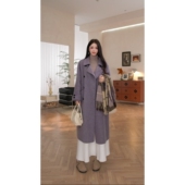 冬季 长款 时尚 5518 宽松大版 娃娃领双排扣挽袖 小个子韩版 羊毛大衣