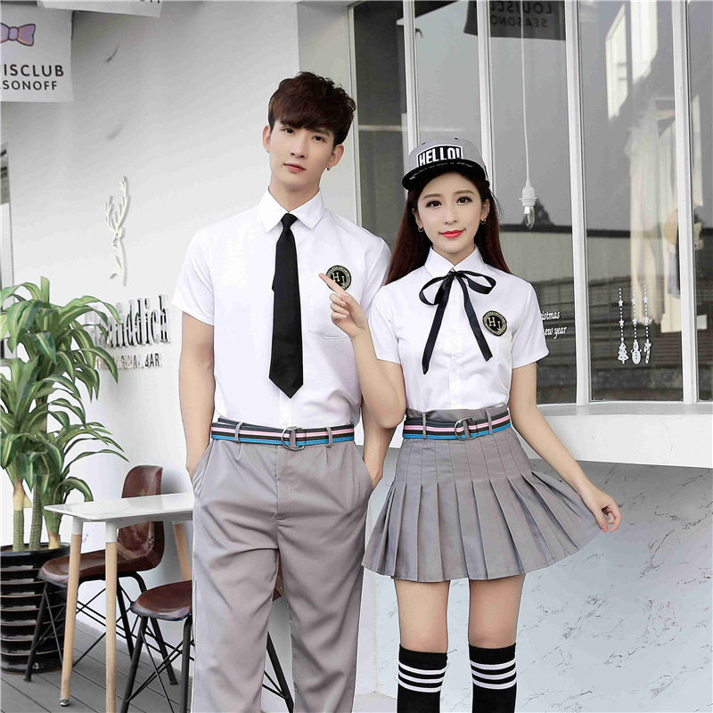 衬衫女班服套装韩版港风学院风韩国初高中校服长袖小时代上衣