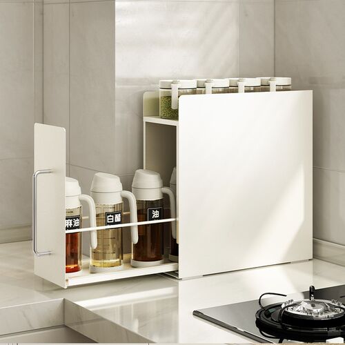 厨房置物架台面抽拉式灶台调料架家用调味品盐调U味罐收纳盒架子