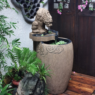 茶室中式户外流水摆件循环水系景观室外鱼池乔O迁礼物庭院造景布