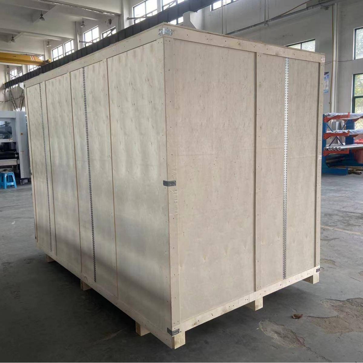 制作出口国内免熏蒸可拆卸钢带边卡扣折叠木箱包装航运输组装木箱