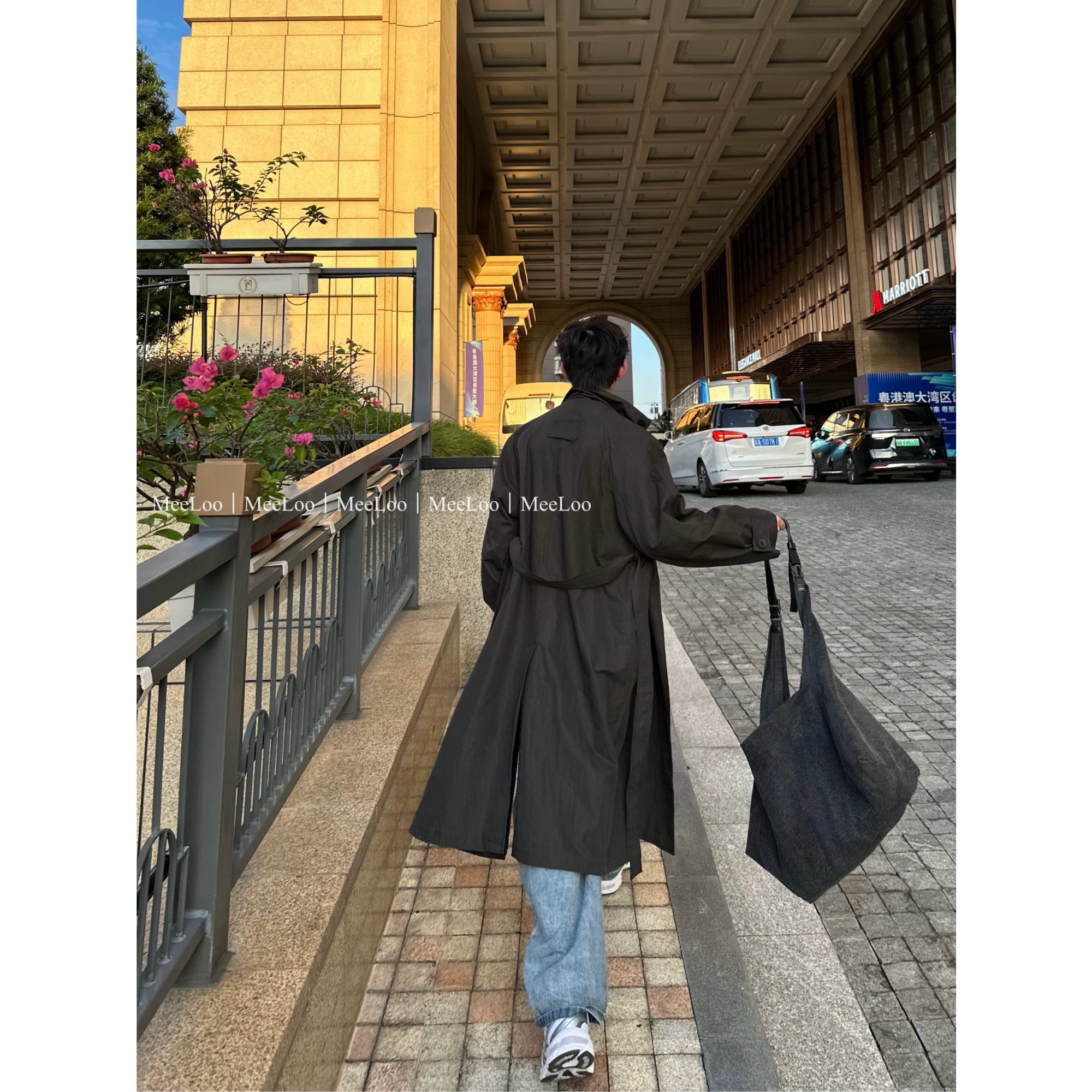 MeeLoo可立领男女廓形风衣简约松弛中长款大衣秋冬通勤夹克外套