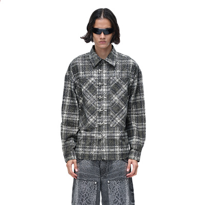 TBHNP曙光辉月暗纹烫钻长袖衬衣