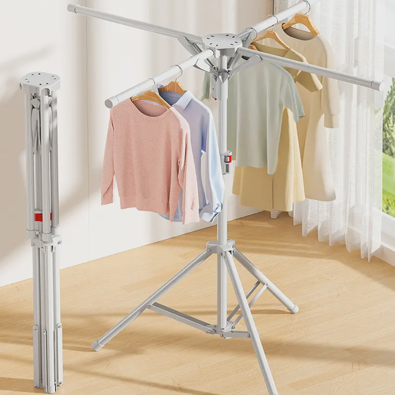 折叠晾衣架落地室内家用小型阳台简易凉晒架挂衣杆不占地晒衣神器