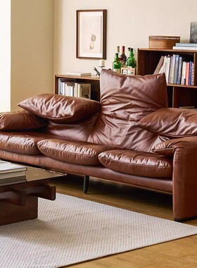Cassina Maralunga马拉伦加沙发可调节高靠背折耳中古风真皮沙发