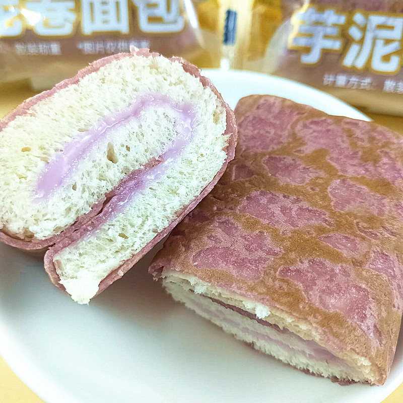 卡尔顿芋泥卷面包香芋味夹心蛋皮吐司芋泥脑袋冲网红儿童早餐零食