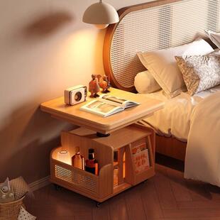 百艺百升降茶几折叠移动推车实木茶桌小户型客厅茶水柜沙发边几