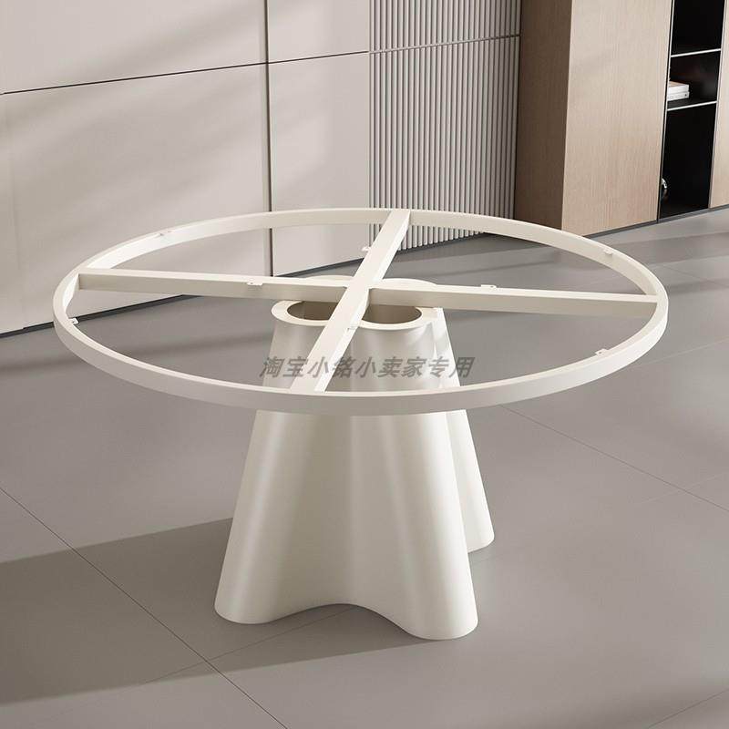 轻奢圆形家用餐桌架简易实木桌腿大理石会客桌奢石火锅桌支撑脚架