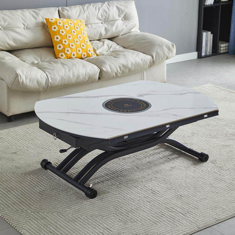 小户型多功能岩板升降茶几餐桌两用一体式折叠伸缩圆形电磁炉家用,住宅家具,升降茶几,淘宝优惠券,粉丝福利购,淘宝优惠卷