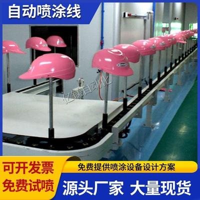 东莞头盔自动喷涂机安全帽两涂两烤喷漆线防弹头盔全自动喷油设备