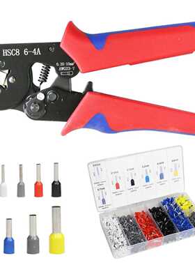 管形端子VE1900pcs+HSC86-4A管型压线钳连接器针形端子