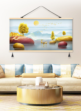 时来运转新中式酒店民宿公寓客厅装饰画餐厅挂画卧室床头布艺壁画