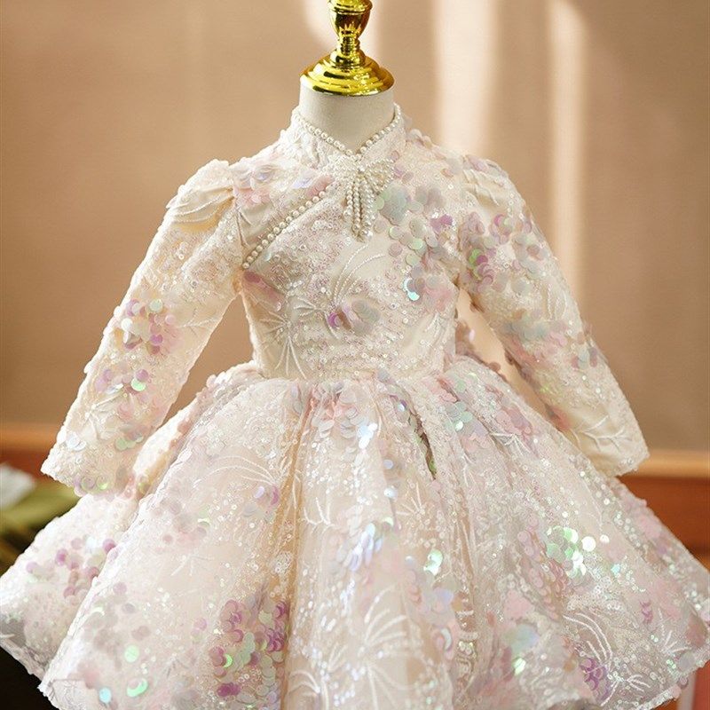 女童礼服花童婚纱公主裙儿童生日晚礼服春秋走秀钢琴演出服高端