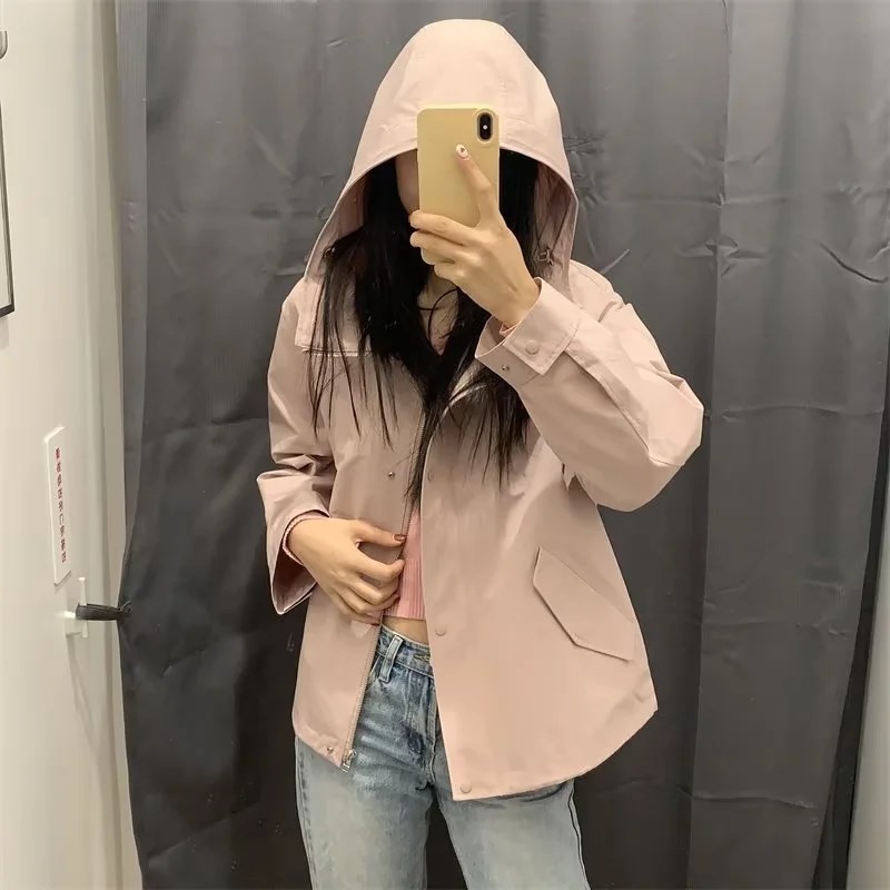 日单2024春季女装休闲连帽登山服宽松百搭夹克外套上衣女465467