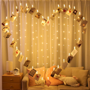 LED心形造型灯爱心窗帘灯蝴蝶心形灯夹子爱心灯l少女心房间装 饰灯