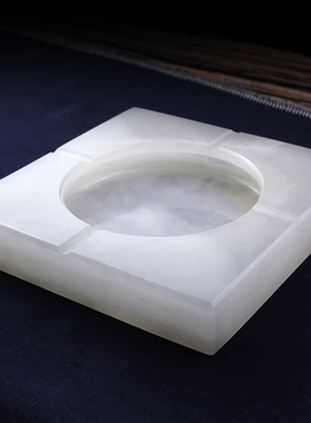 天然玉石方形烟灰缸 办公室客厅摆件 中式客厅书房高档装饰摆件