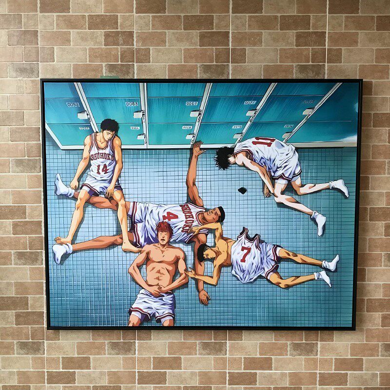 灌篮高手装饰画床头画樱木花道画框油画布卧室简约玄关画海报定做