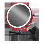 浴室化妆镜壁挂带灯免打孔酒店卫生间led镜子折叠伸缩双面美容镜