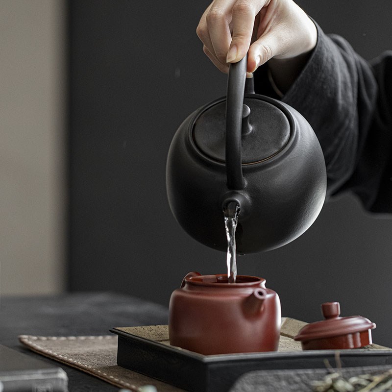 草木祠 陶瓷提梁壶泡茶煮茶带过滤壶蜡烛温茶炉保温底座温茶套装