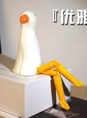 大长腿海鸥手工木雕小摆件可爱卡通木质雕刻公仔学生桌面装饰品