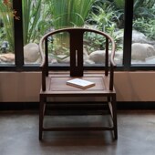 以木为居黑胡桃木圈椅中式 仿古榫卯设计茶室椅 实木单人老榆木明式