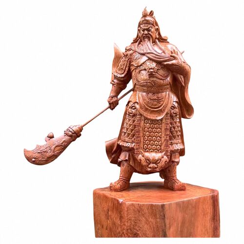乌木大型木雕关公关羽武财神二爷神像手工实木根雕刻公司客厅摆件