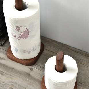 精选百十来方乌檀实木质立式家用厨房纸巾架纸巾保鲜膜收纳架免打