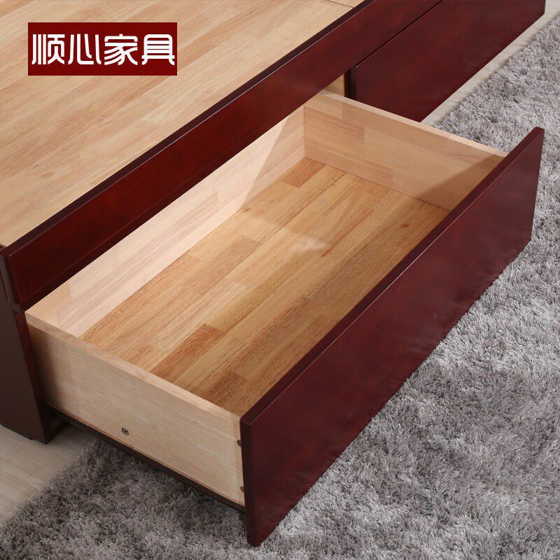 顺心家具 水曲柳实木床1.8米工厂直销双人床卧室气压床储物床