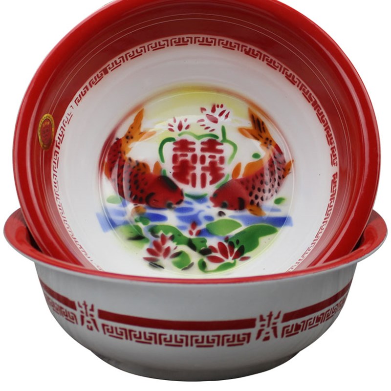 喜庆特厚搪瓷盆结婚老式怀旧家用瓷盆大号加厚铁洗脸盆洗屁屁泡脚