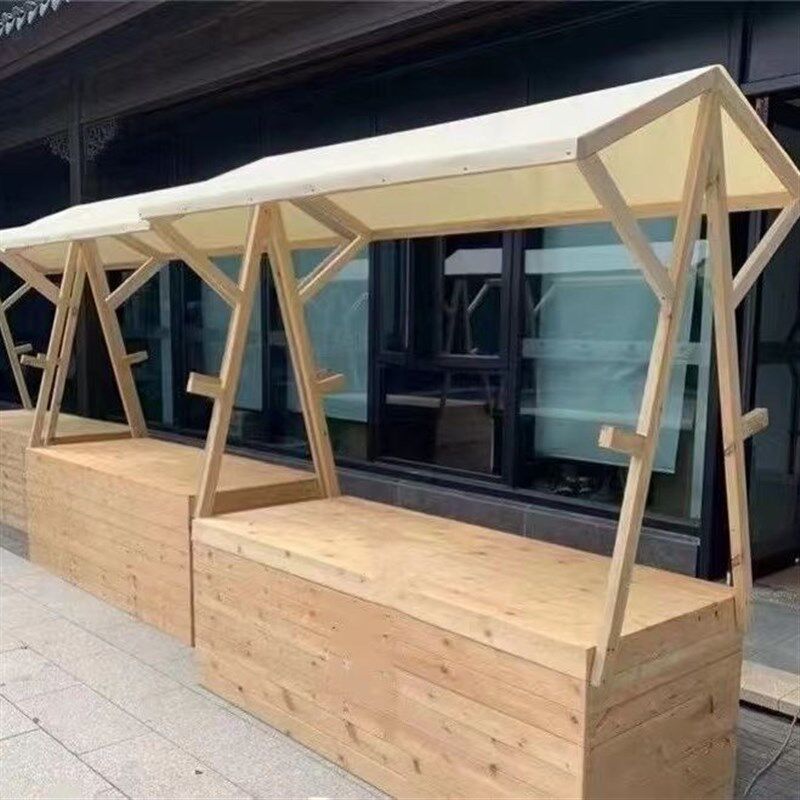 户外箱体展示架集市摊位木制移动展示柜摆摊夜市小吃车防腐木餐车