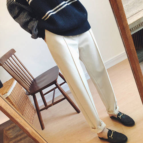 毛呢裤女秋冬2025新款萝卜加绒加长裤子高个子运动直筒西装奶奶裤